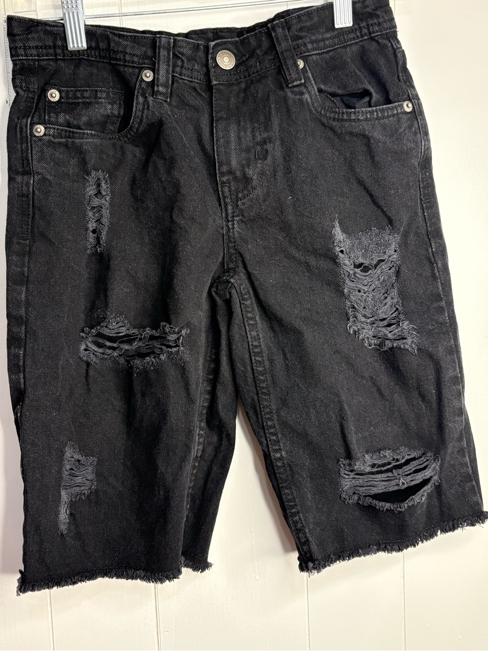 Buffalo David Bitton Distressed Black Jean Shorts